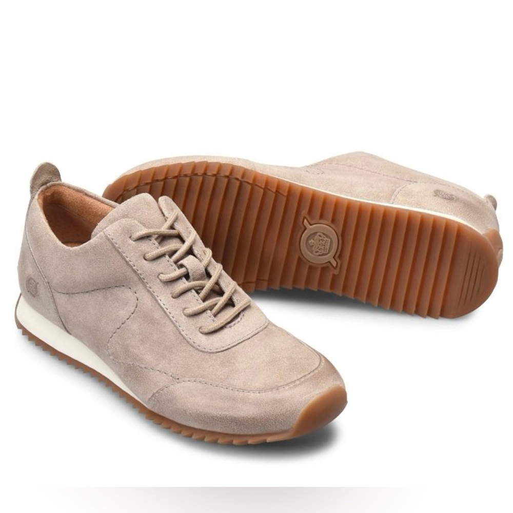 NIB Born Lynn Sneakers Size 7 Cream Distressed Suede Retro Arch Support Shoes - Picture 2 of 15